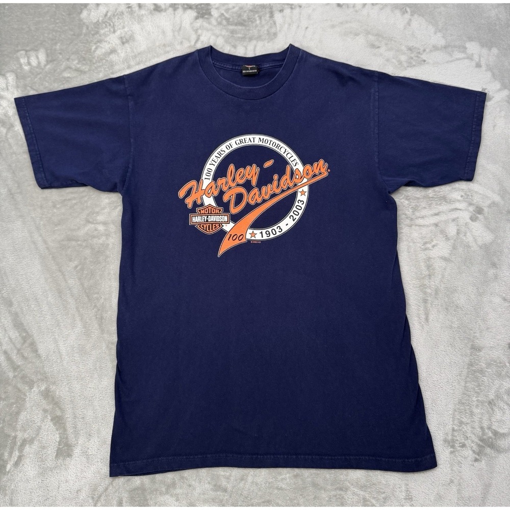 Vintage Harley Davidson T-Shirt Mens Large Blue Las Vegas Nevada 2000s Y2K Tee
